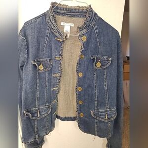 Crazy horse Dark Blue Jean Jacket with Button Accents